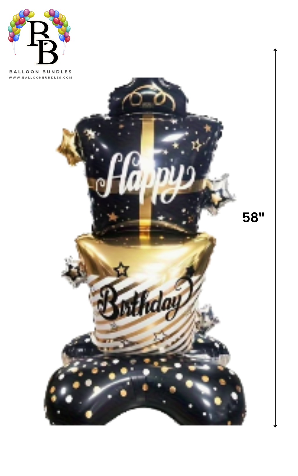 58-inch Happy Birthday Balloon (Black & Gold)