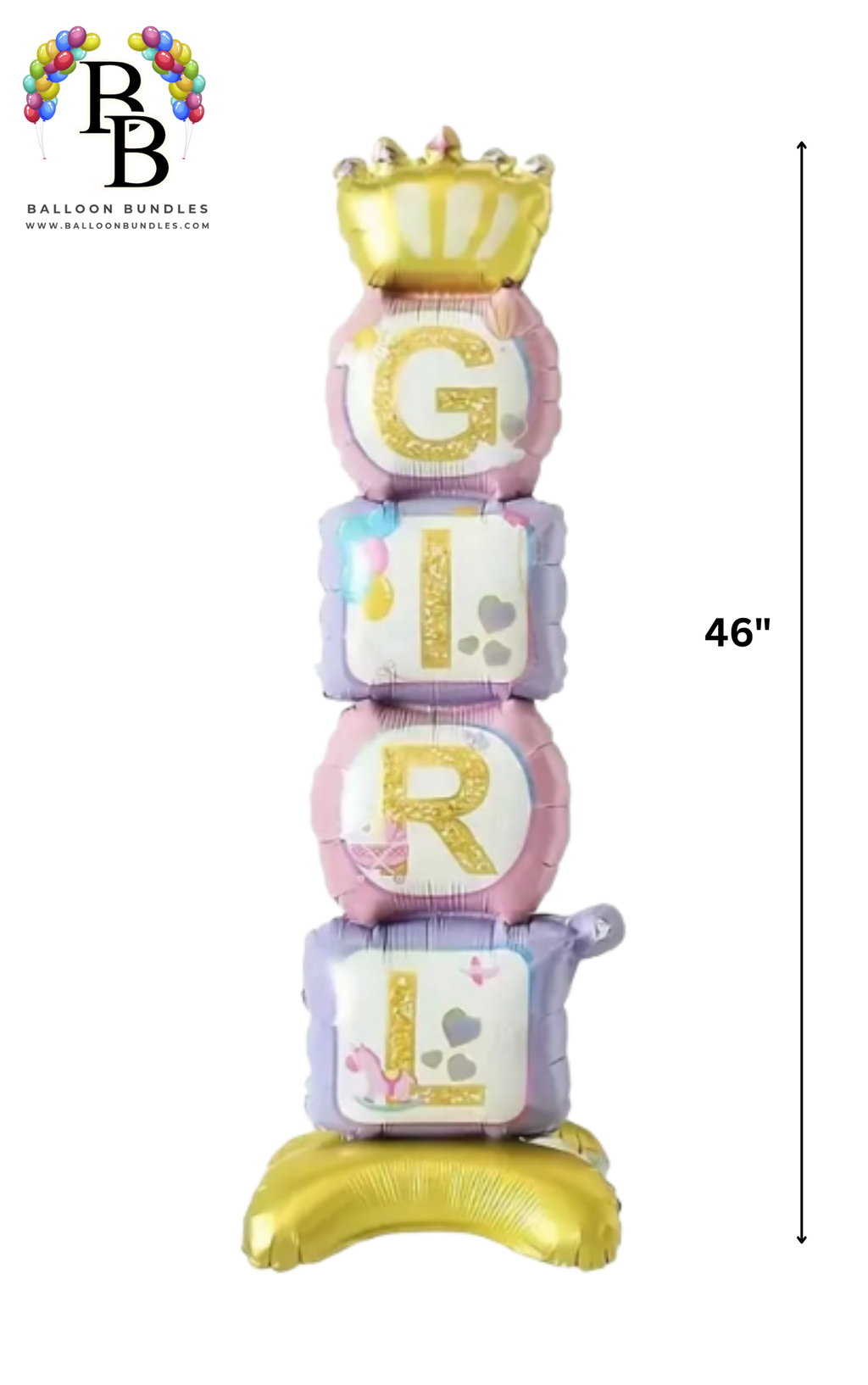 46-inch GIRL Blocks Baby Balloon