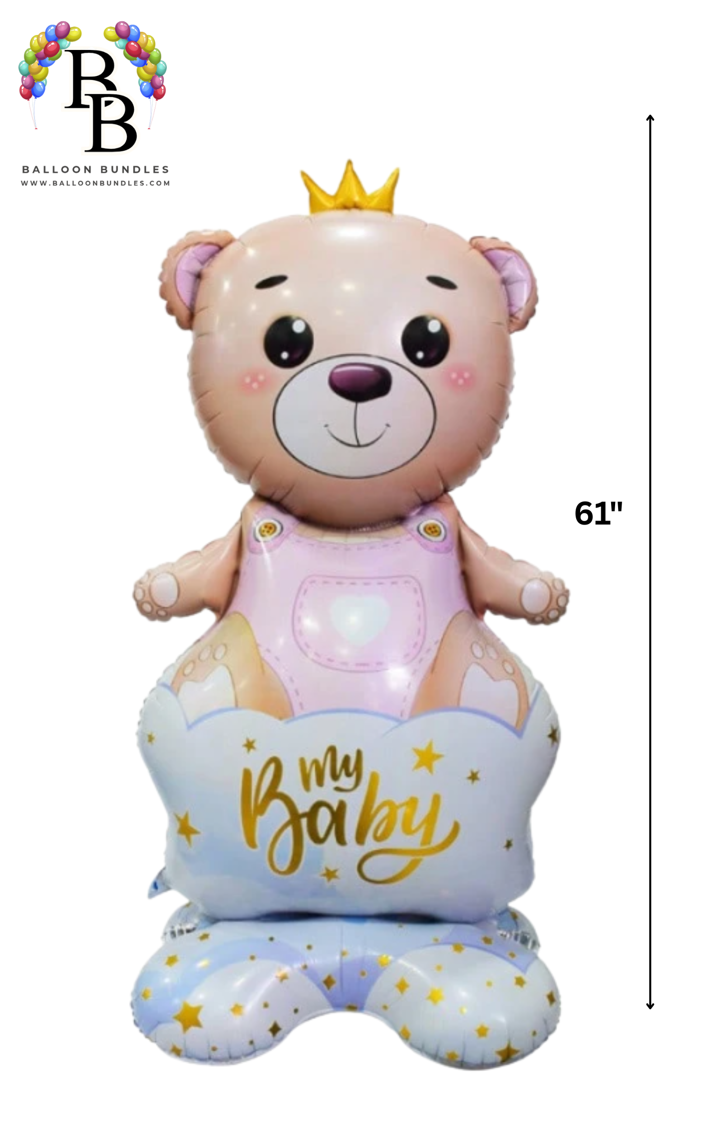 61-inch Baby Bear Balloon (Pink/Girl)