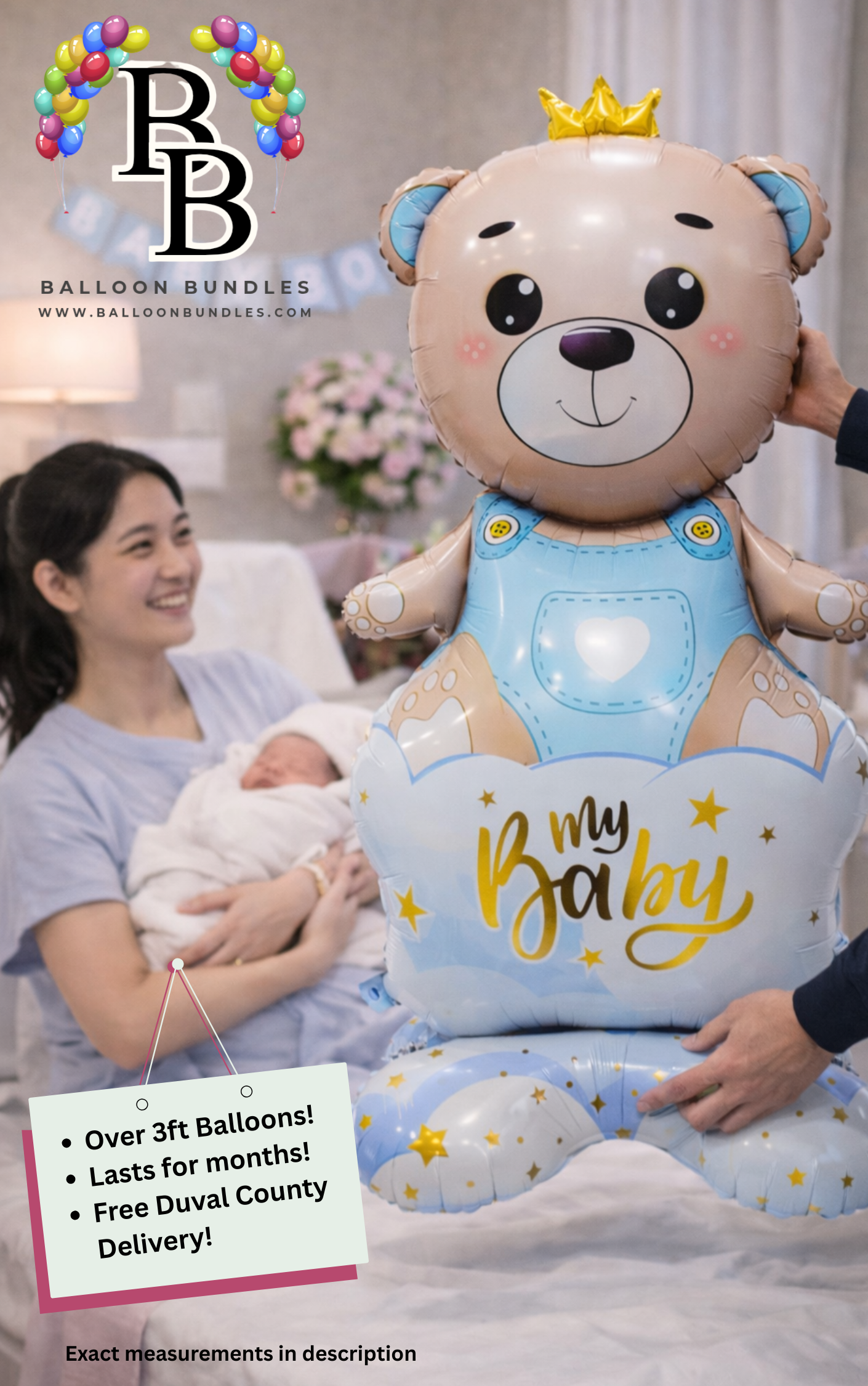 61-inch Baby Bear Balloon (Blue/Boy)