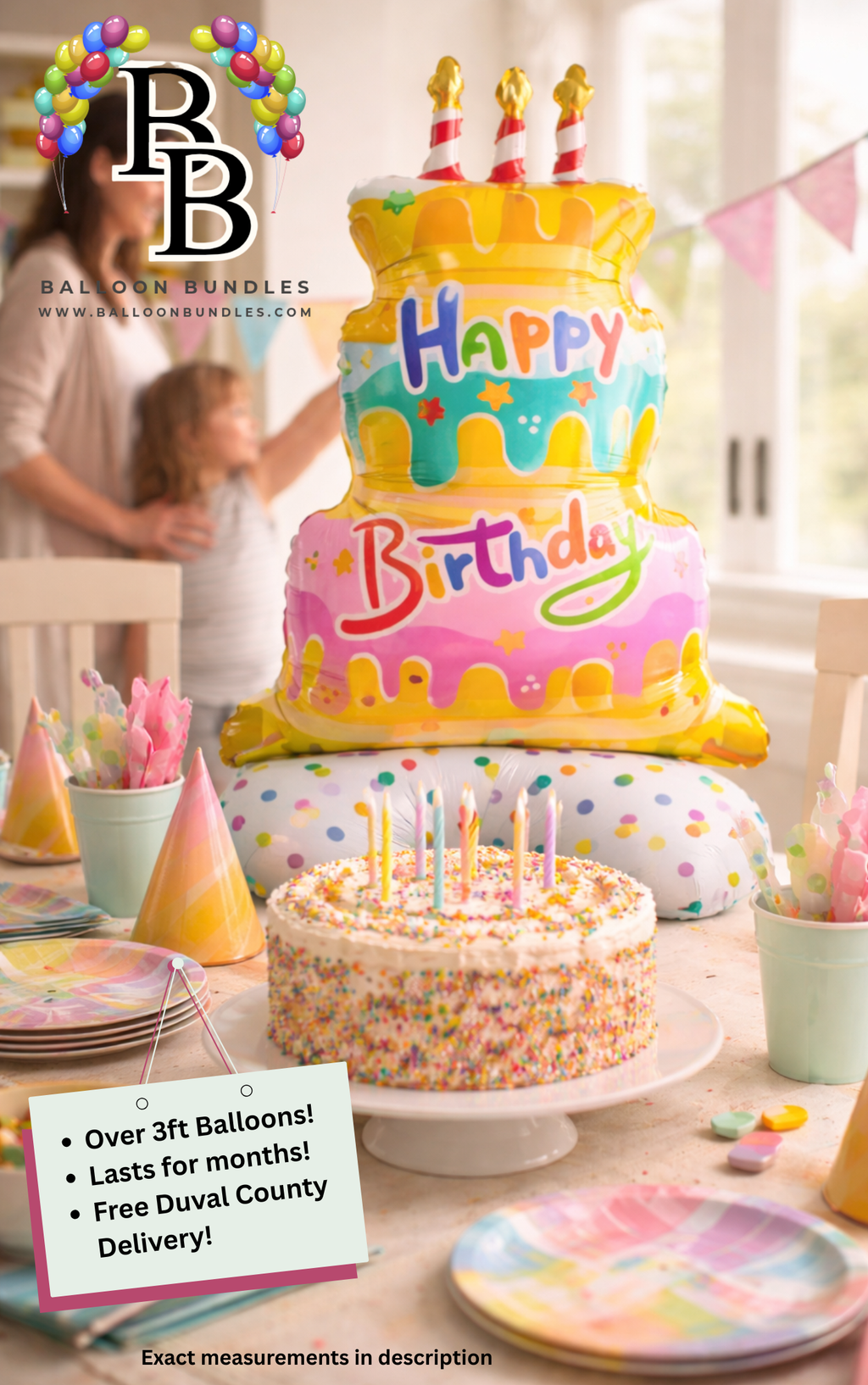 49-inch Happy Birthday Tiered Cake Balloon