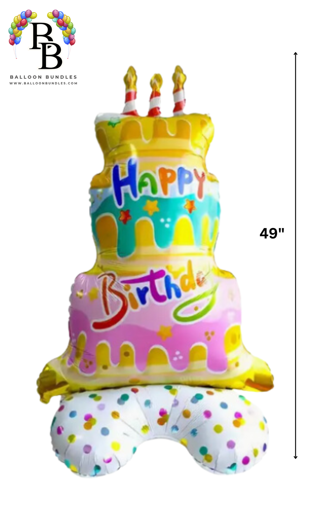 49-inch Happy Birthday Tiered Cake Balloon