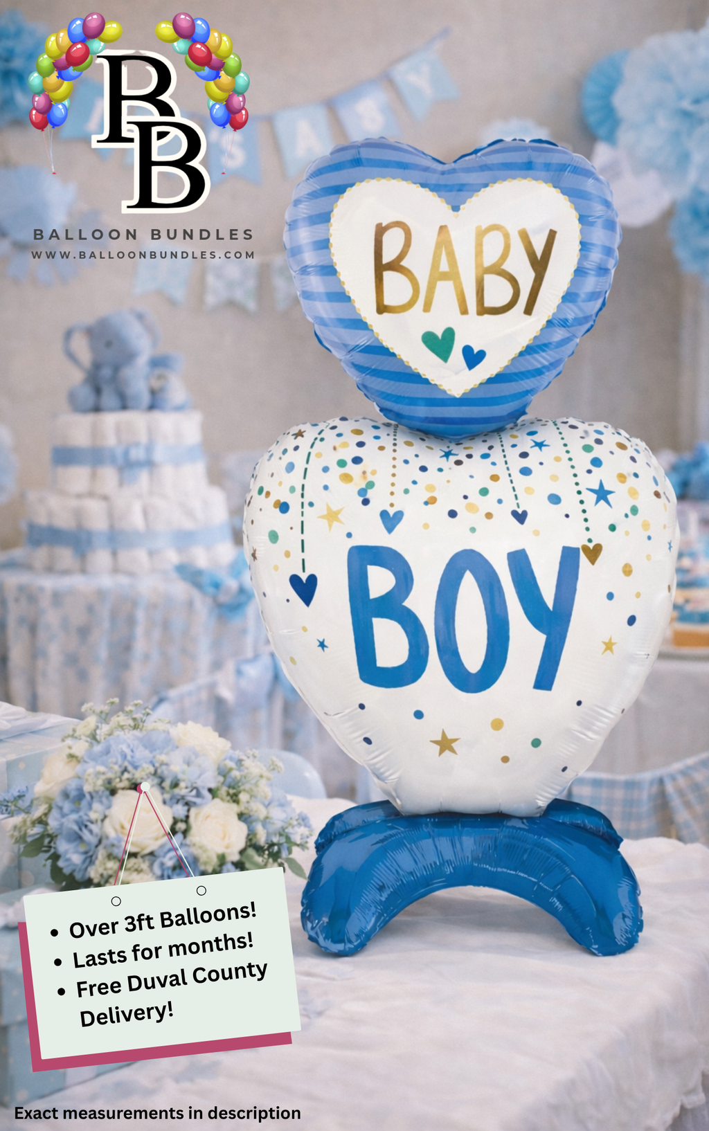 44-inch Baby Boy Heart Balloon