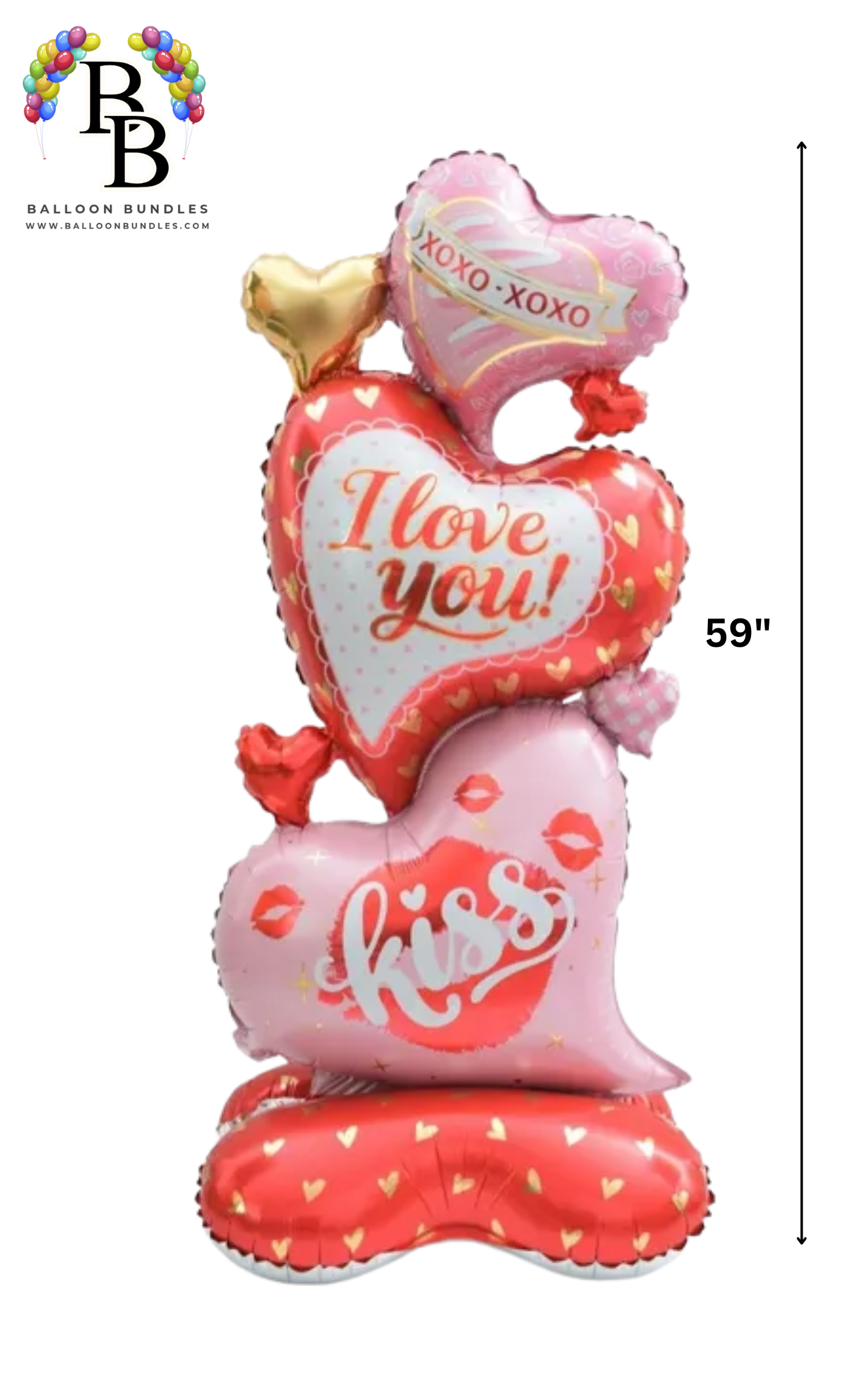 59-inch I Love You Heart Stack Balloon