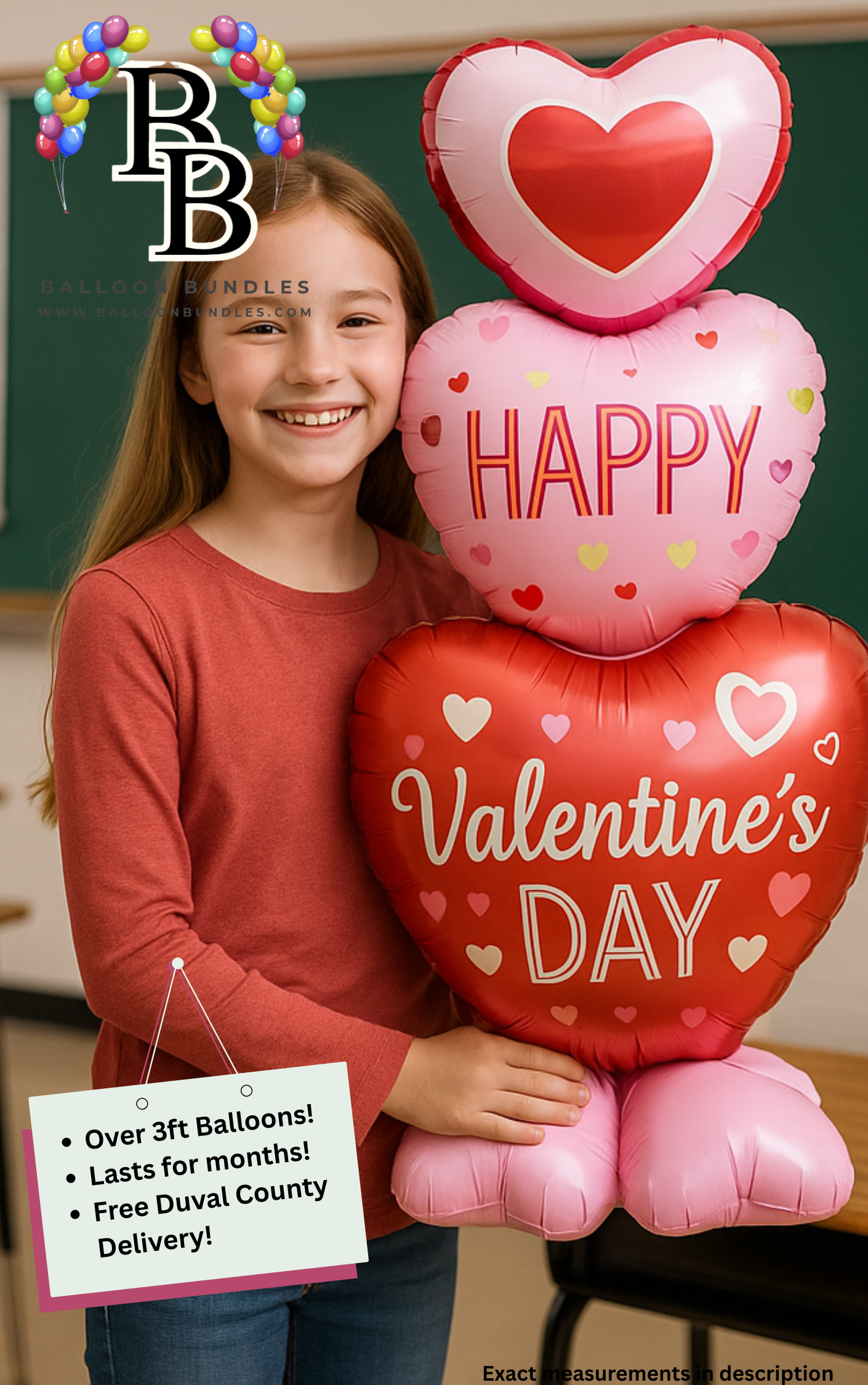 61-inch Happy Valentine's Day Heart Stack Balloon