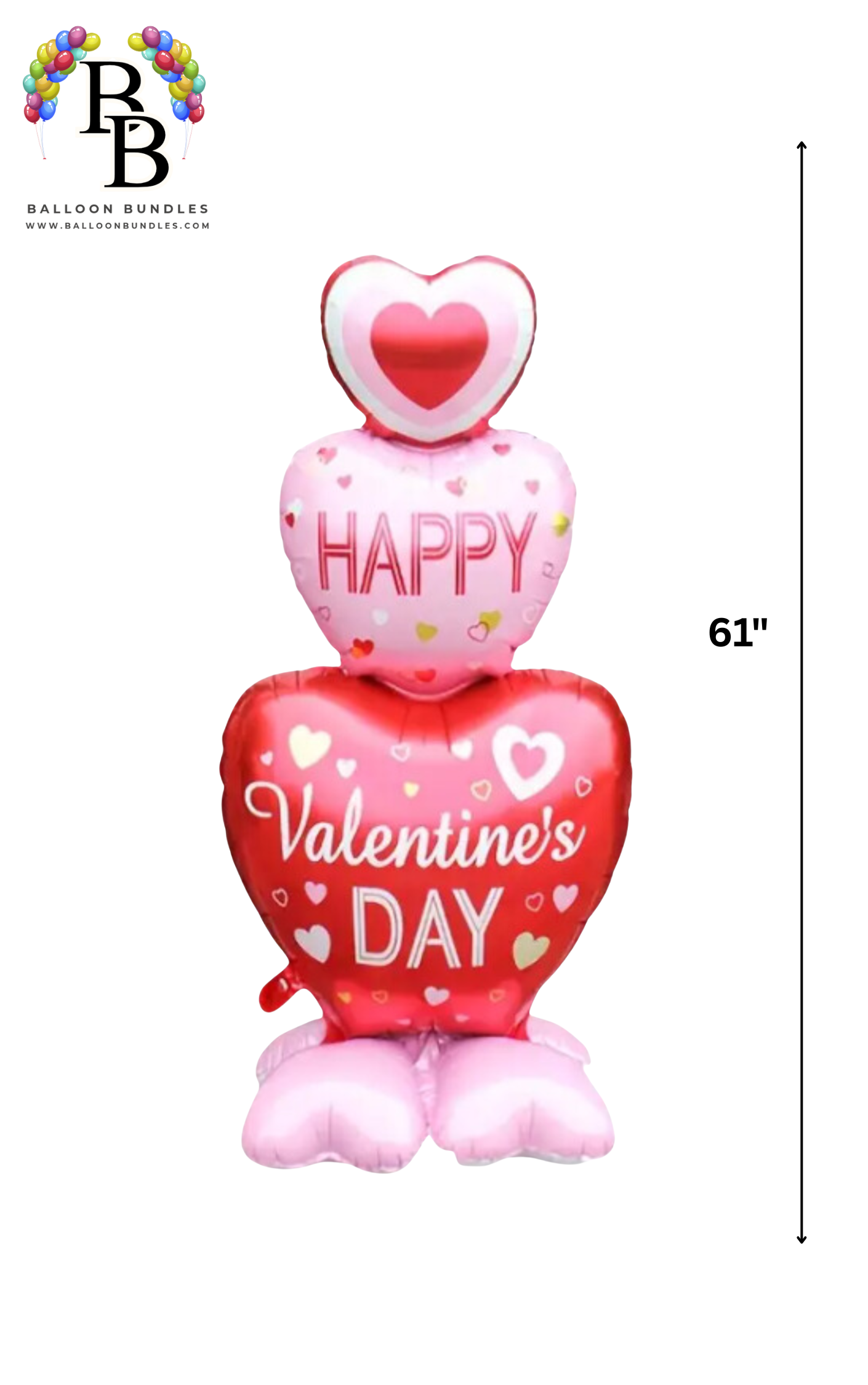 61-inch Happy Valentine's Day Heart Stack Balloon