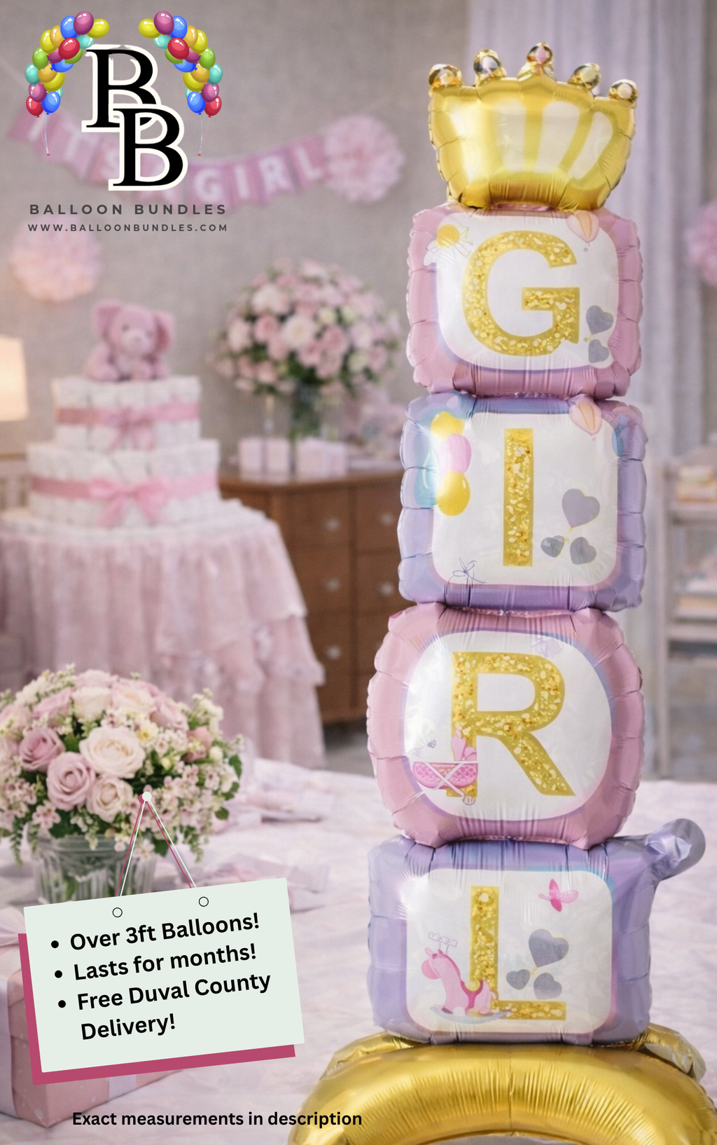 46-inch GIRL Blocks Baby Balloon