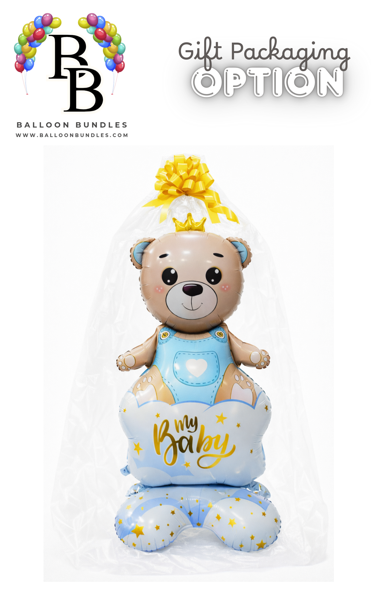 61-inch Baby Bear Balloon (Blue/Boy)